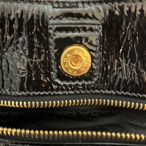 Prada nylon/ patent leather large bag with gold/patent chain handle - Picture 7 of 16